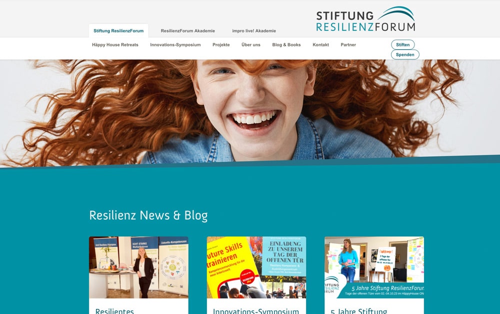 Referenzbild Webdesign Stiftung Resilienzforum